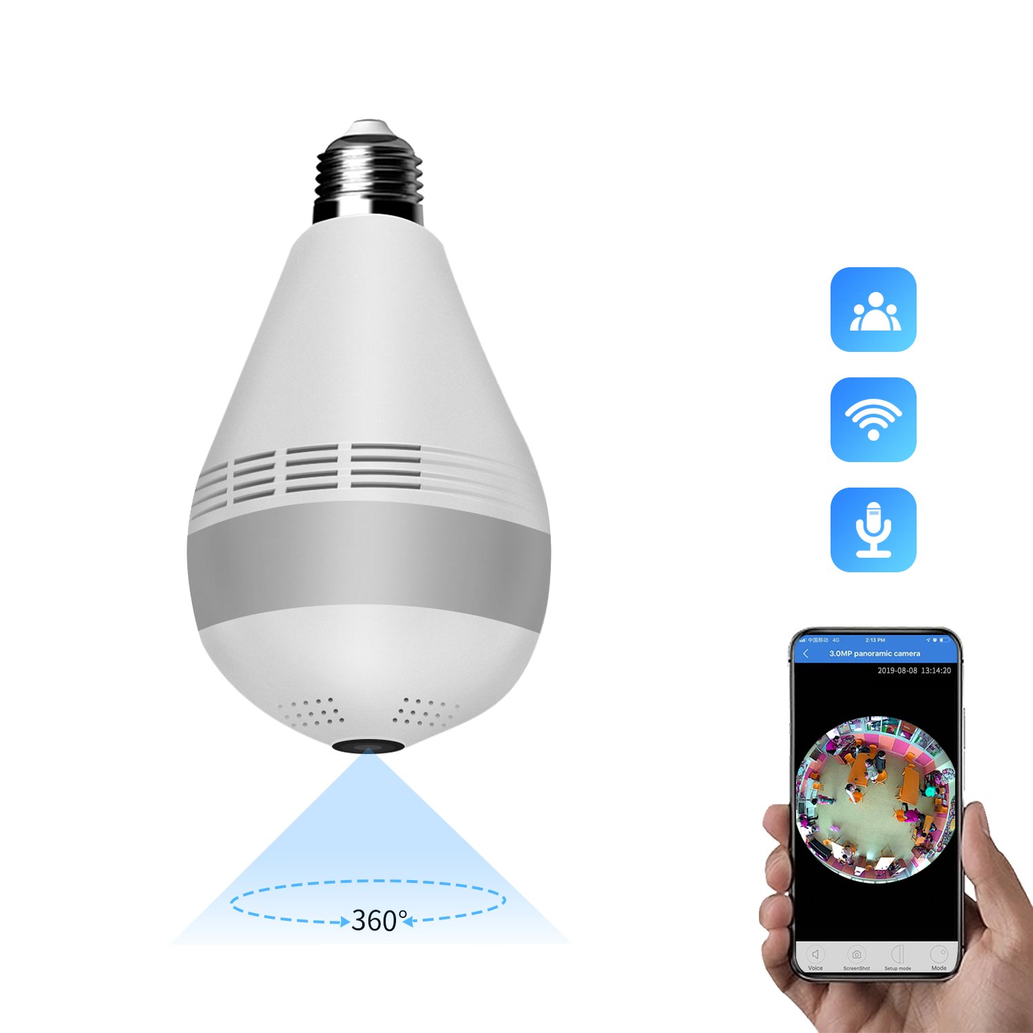 2022 hot sale bulb v380 camera with wireless wifi 360 degree rotation