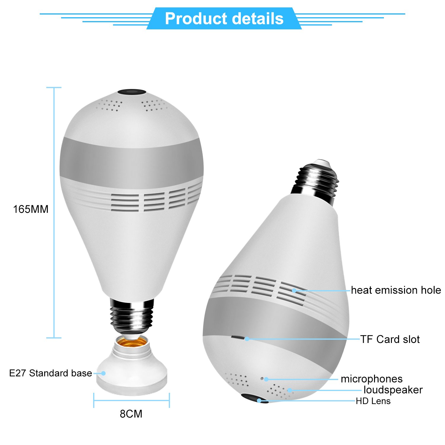 2022 hot sale bulb v380 camera with wireless wifi 360 degree rotation