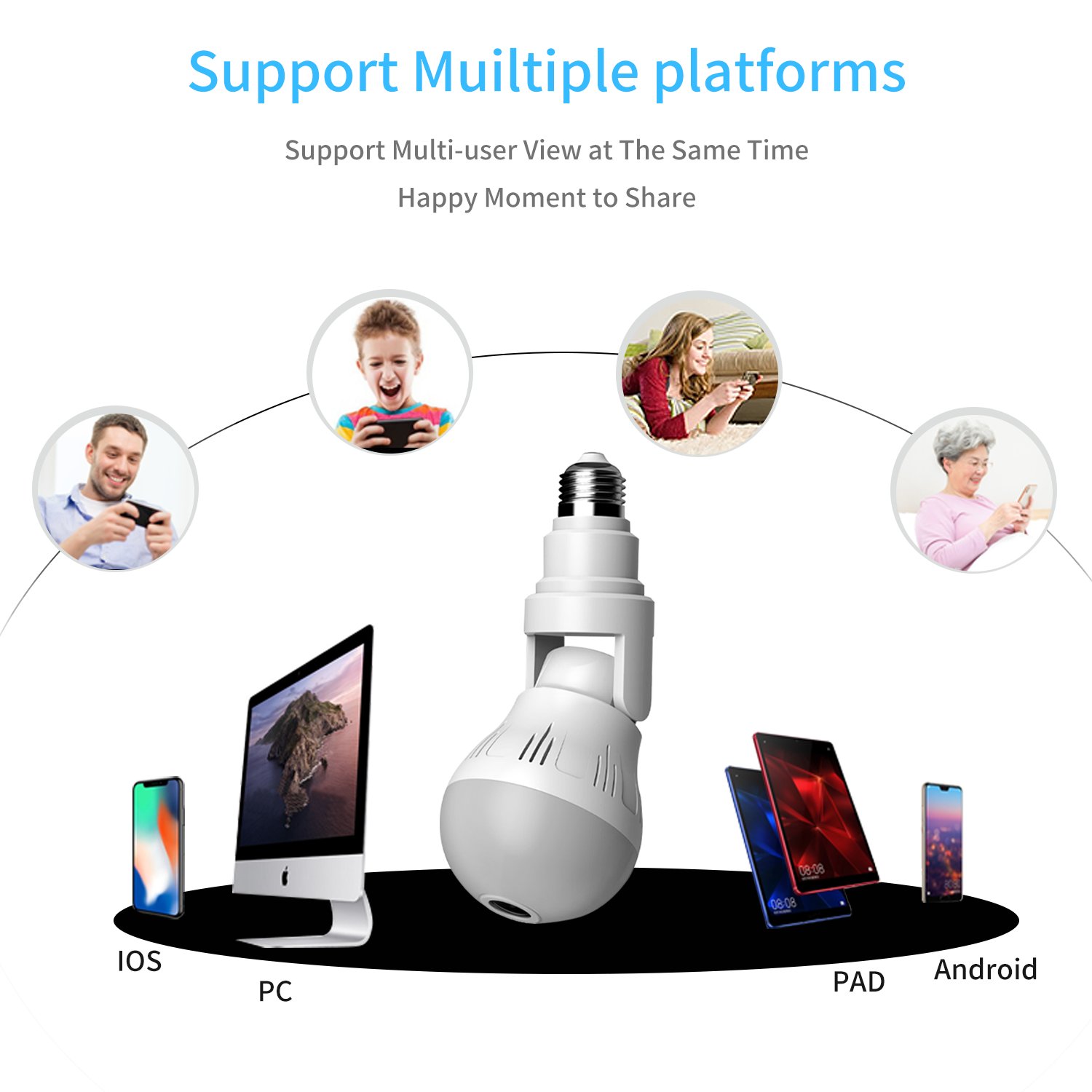 2022 hot sale bulb v380 camera with wireless wifi 360 degree rotation