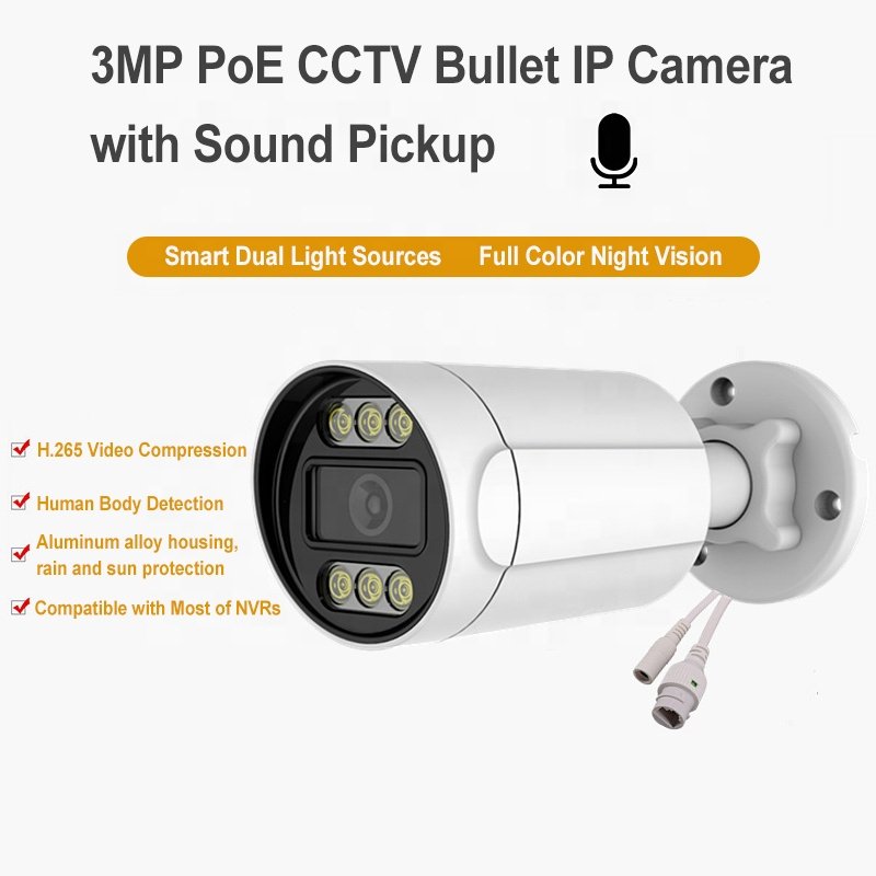 3MP HD Metal Housing Outdoor Waterproof Security CCTV Surveillance Bullet PoE IP Network Camera IPC