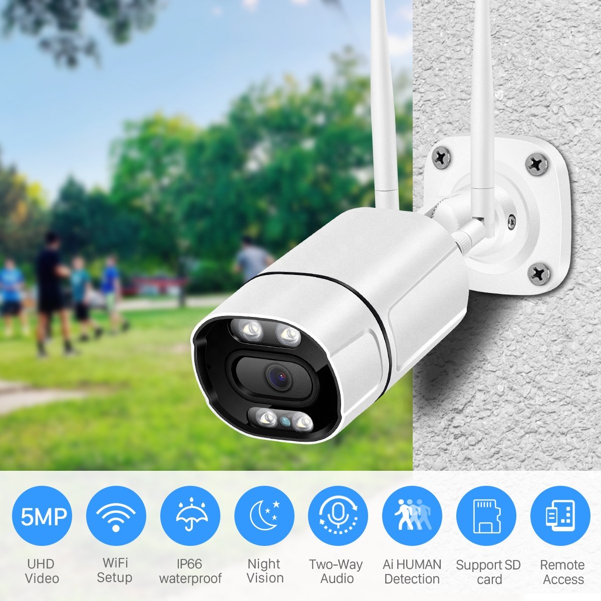 Network Camera Outdoor Dual Lights 5MP IP Camera Wifi Bullet Outdoor Infrared High Resolution Wireless Camera