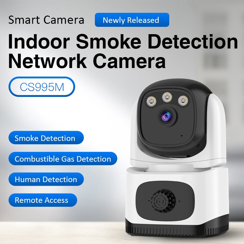 CS995M OKAM Pro 4MP FHD Dual Lens Camera Gas Detection CCTV Surveillance Monitor IP Network Baby Monitor Wireless WIfi PT Camera