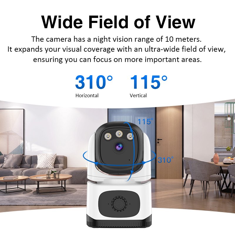 CS995M OKAM Pro 4MP FHD Dual Lens Camera Gas Detection CCTV Surveillance Monitor IP Network Baby Monitor Wireless WIfi PT Camera
