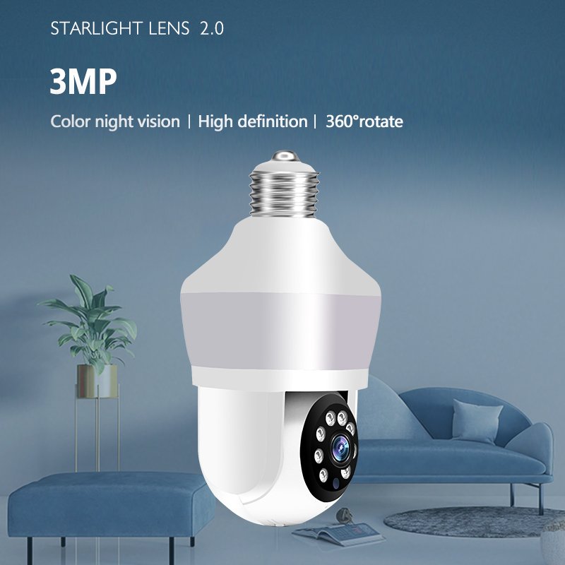 C Indoor Video Surveillance Camera Baby Monitor Home Security Protection Full Color Night Vision Auto Tracking WiFi Bulb cctv