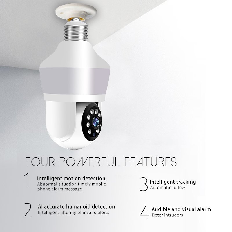C Indoor Video Surveillance Camera Baby Monitor Home Security Protection Full Color Night Vision Auto Tracking WiFi Bulb cctv