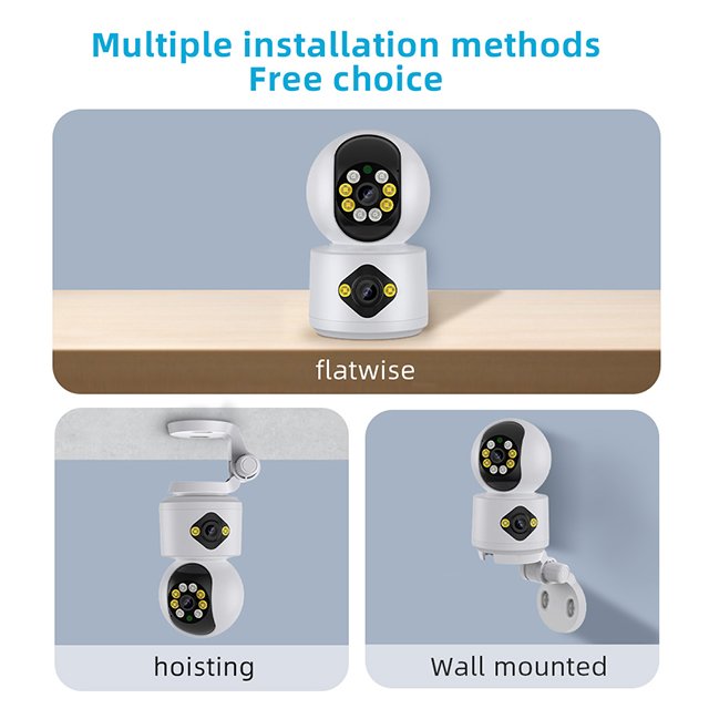 4MP Indoor WiFi IP Camera with Dual Lens Screens Pet Baby Monitor Wireless Night Vision PTZ Security Surveillance CCTV Cameras
