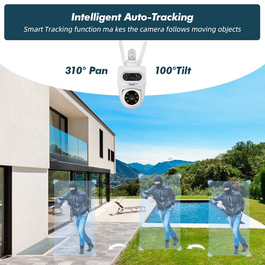 KERUI Tuya Security Camera 10MP Home Security WIFI PTZ Camera Motion Tracking APP Control Wireless Network Surveillance Camera