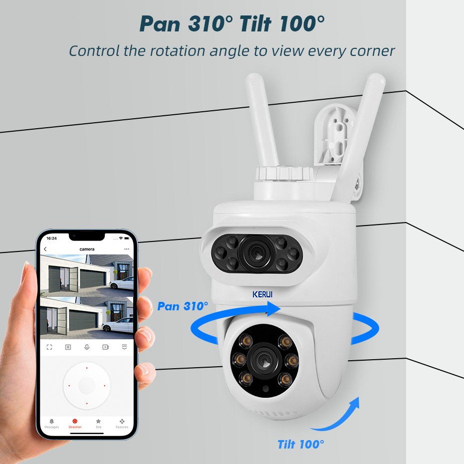 KERUI Tuya Security Camera 10MP Home Security WIFI PTZ Camera Motion Tracking APP Control Wireless Network Surveillance Camera
