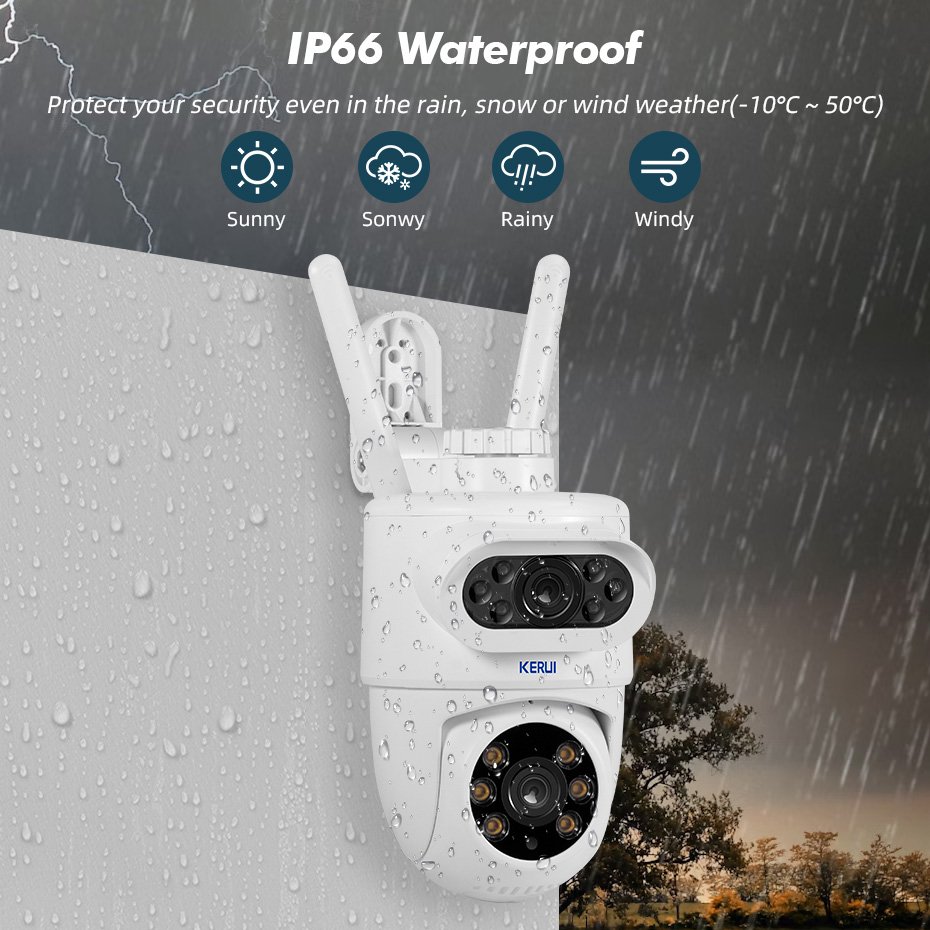 KERUI Tuya Security Camera 10MP Home Security WIFI PTZ Camera Motion Tracking APP Control Wireless Network Surveillance Camera