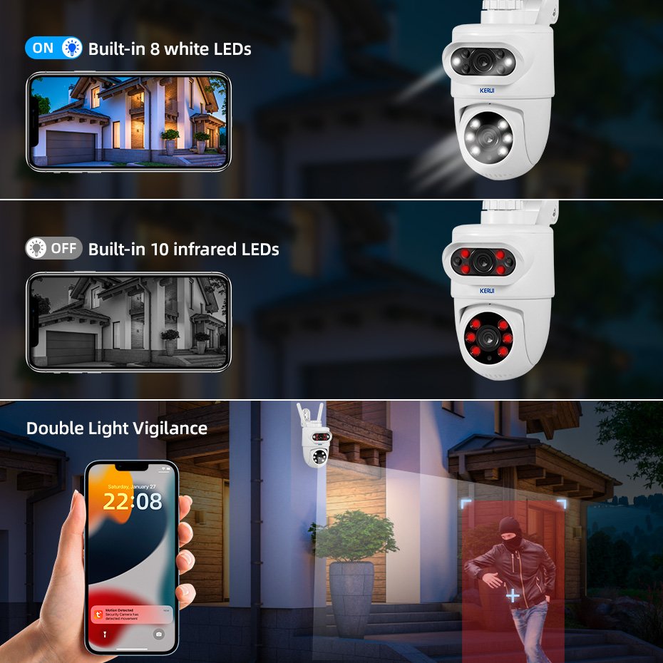 KERUI Tuya Security Camera 10MP Home Security WIFI PTZ Camera Motion Tracking APP Control Wireless Network Surveillance Camera