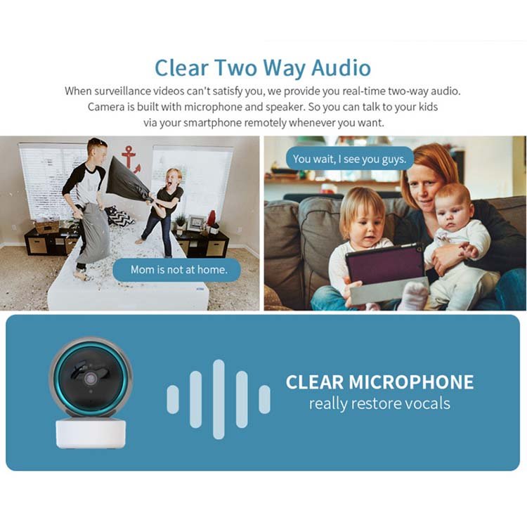 Rscamtom 2MP Home Wireless Security Camera Night Vision Full Color Video Playback Mini Camera P2P