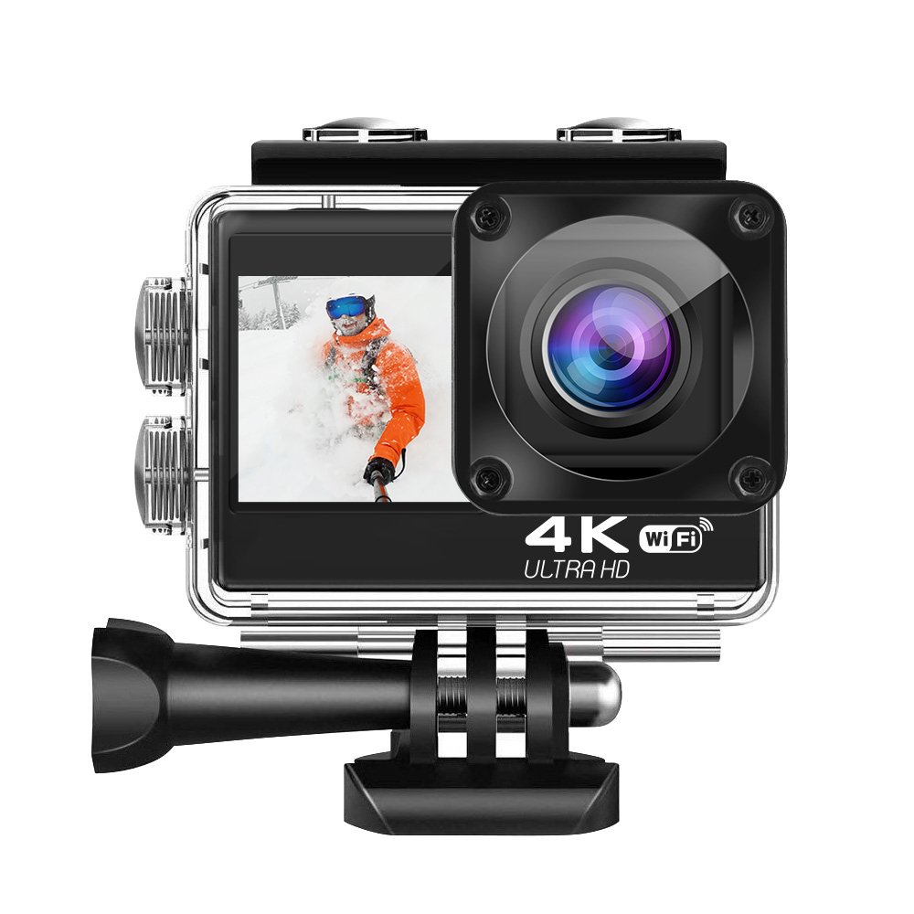 4K Camcorder 60Fps Action Camera with Waterproof Function CMOS Imaging Sensor Video Media Type Black Color Sport Vlogging