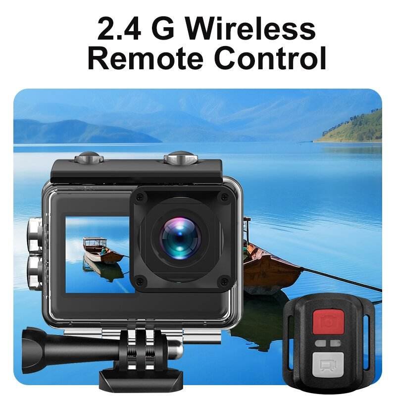 4K Camcorder 60Fps Action Camera with Waterproof Function CMOS Imaging Sensor Video Media Type Black Color Sport Vlogging