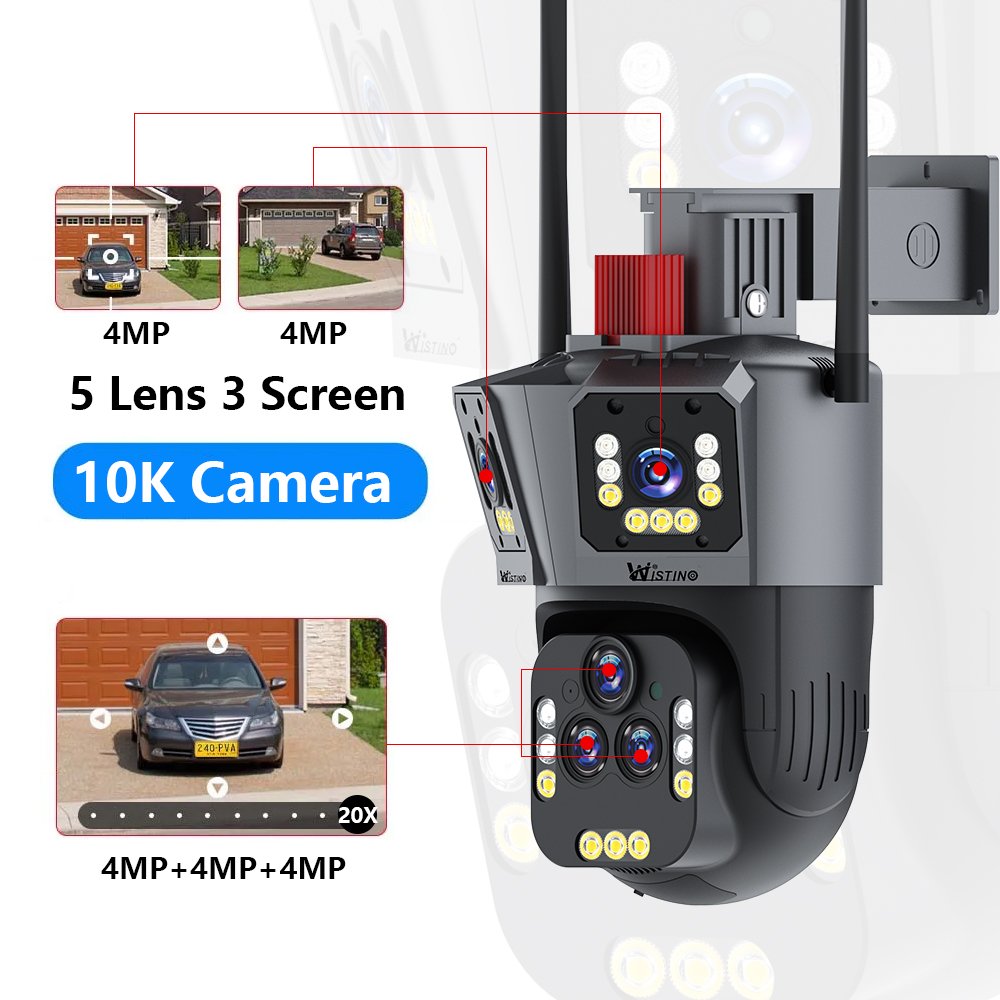 Wistino 20X Zoom 5 Lens Wireless WiFi Cctv Camera Outdoor Waterproof Night Vision Two Way Audio Motion Detection Network Camera