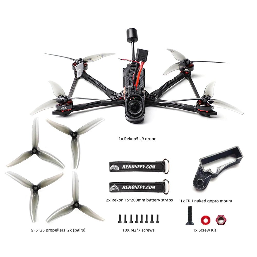 Rekon 5 Mini photograph Long Range15 minutes flying time 210mm Wheelbase 5'' frame 1800KV / 2600KV HD FPV Drone