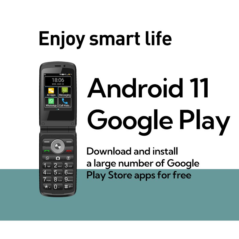 TIQ MINI Q5 Flip US Phone Google Play One-click sos Dual Camera Big button Android Touch Screen Smart Phone