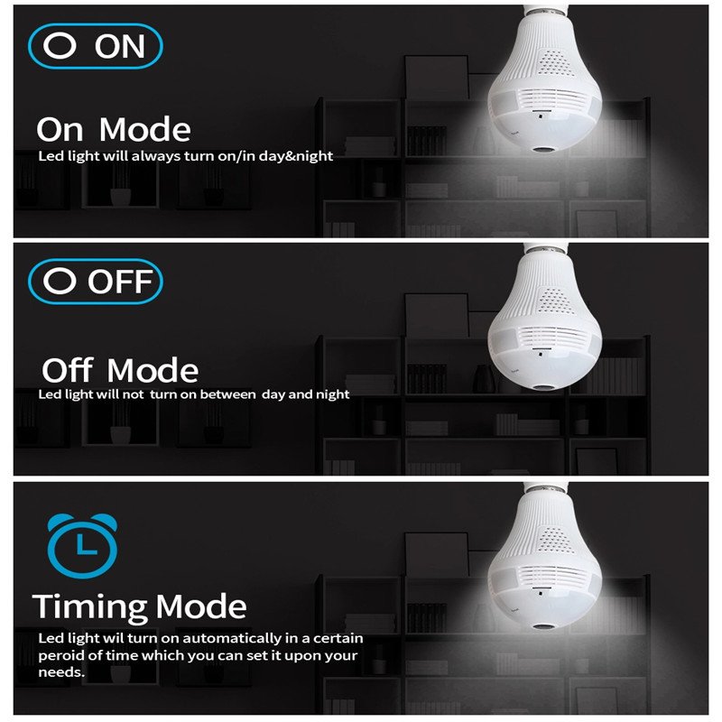 1080P Home CCTV Security system IP Camera HD VR LED FishEye 360 degree Light Bulb IR night vision camera iCsee APP