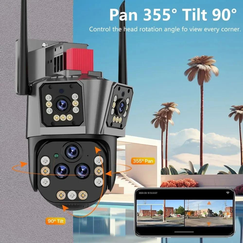 Regis 10K 20MP PTZ Camera 5Lens Three Screen 20X Zoom AI Human Tracking Outdoor WIFI Security CCTV Surveillance IP Camera