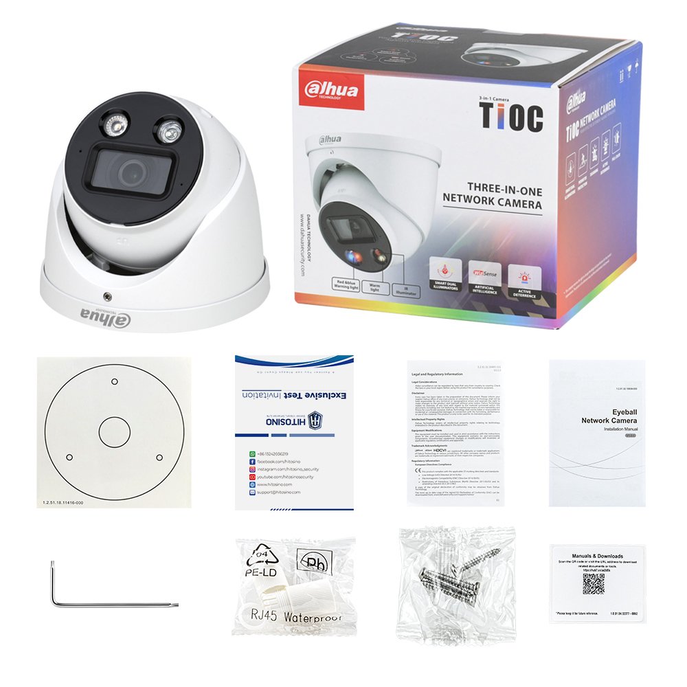 Dahua OEM 5MP Smart Dual Light Active Deterrence Tioc 2.0 Fixed-focal Eyeball WizSense Network Camera IPC-HDW3549H-AS-PV