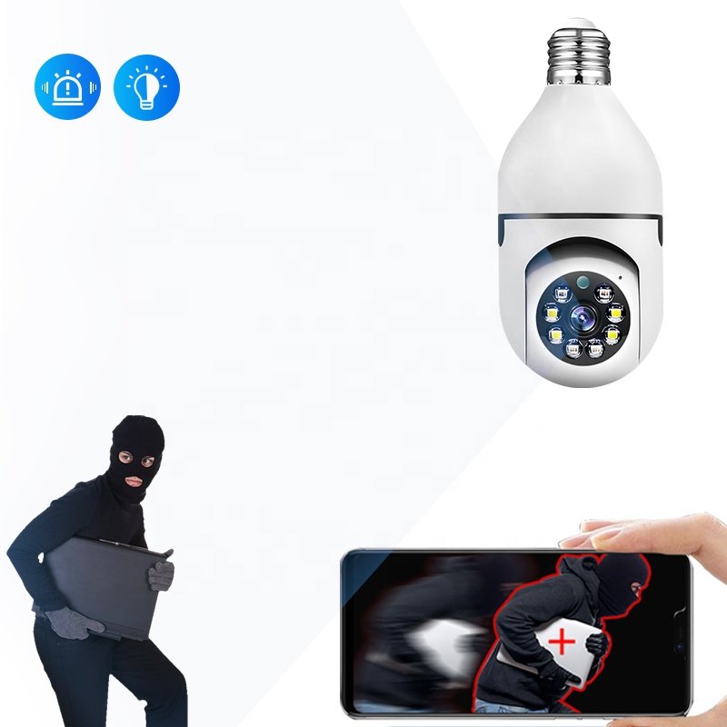 3MP 4K dual light source night vision dual picture wireless WIFI network 360 surveillance camera E27 light bulb camera