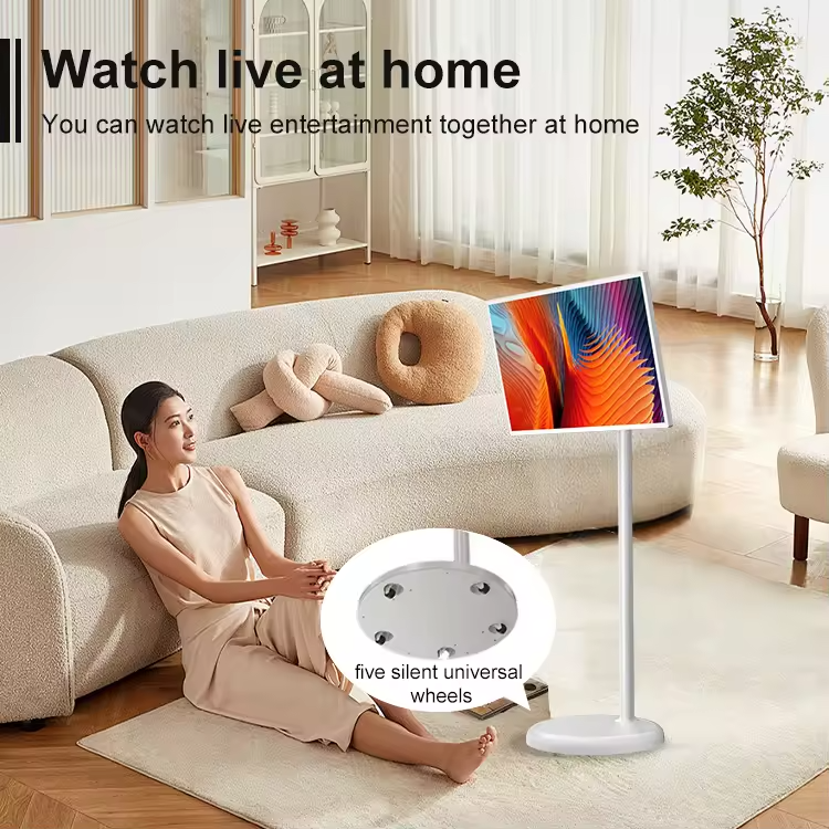 32 Inch Vertical Display Portable Android Touch Screen Tv Floor Standing Mobile Smart Tv 32 Inch With 800w Camera