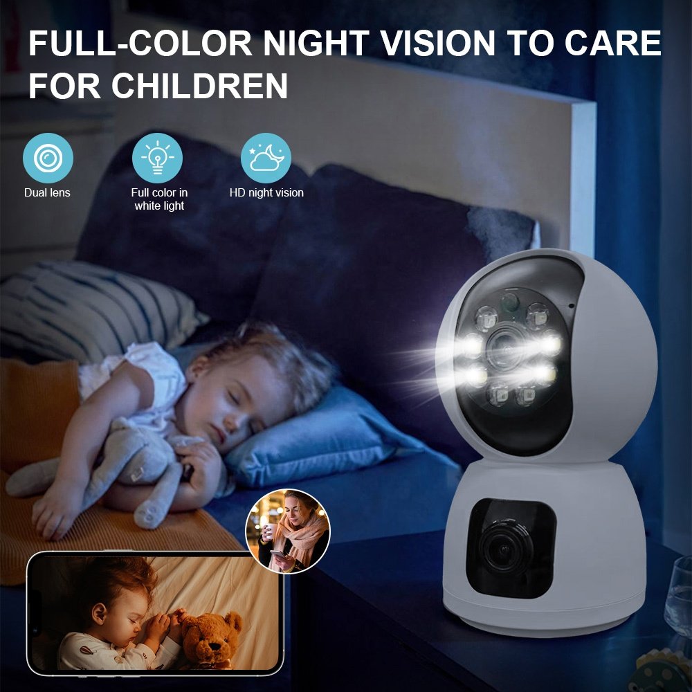 Dual Lens Indoor Baby Pet CCTV Wifi Network Video Security Mini Camera