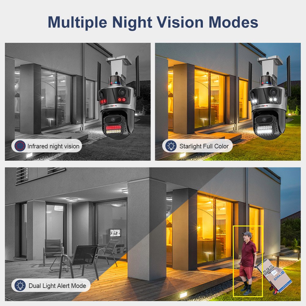 LS VISION 8MP 4K WiFi Camera Outdoor three Lens PTZ Security Camera CCTV ip manufacturers network camera