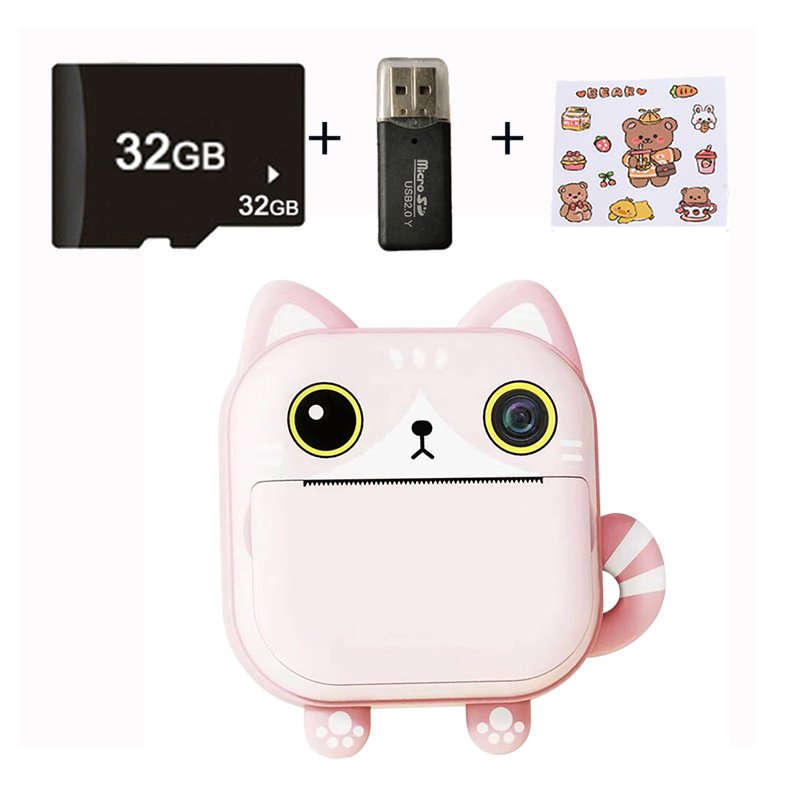 Kids Thermal Print Camera Toys for Girls Toddler Children's Digital Cameras Cute Cartoon HD Instant Printer Mini Camera