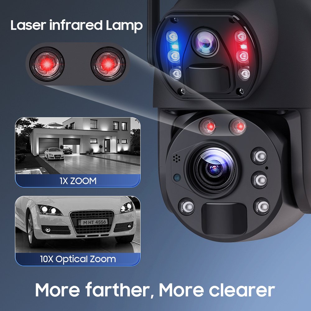 SECTEC 6MP 20W Solar Panel Solar Camera Zoom Dual Lens 4G Outdoor Panoramic Security PTZ Speed Dome Network Camera Night Vision
