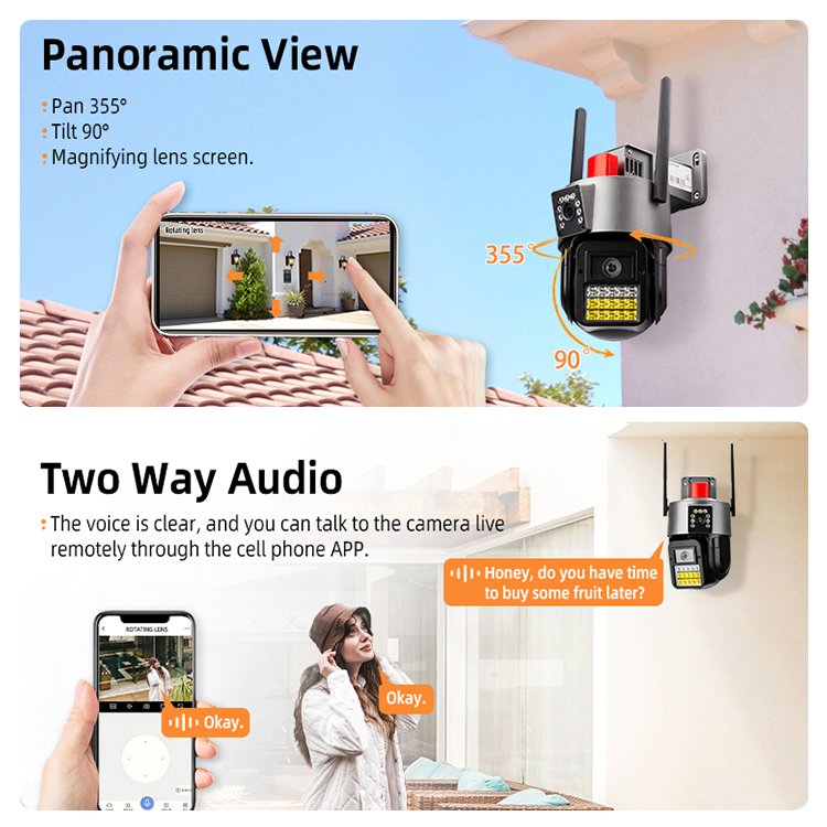 Ultra smart house Security Network Camera High performance outdoor cctv camera 6mp dual lens IP Camera