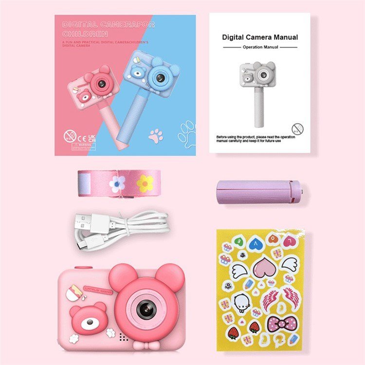 D32 2.0 Inch IPS Screen Dual Lens Video Recorder mini camera kids with Tripod with 32G Memory Card Card Reader