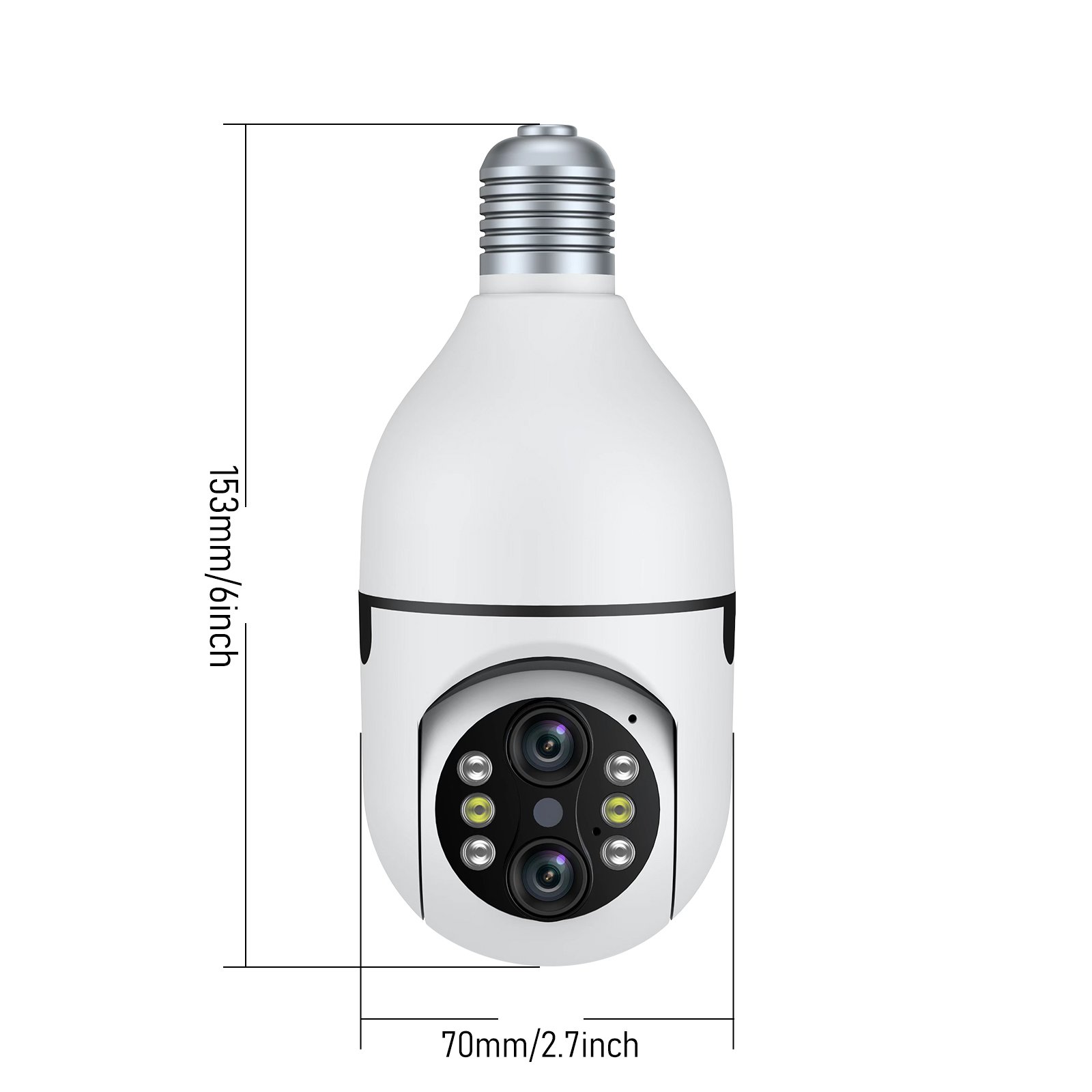 JideTech Dual Lens 1080P E27 Bulb Camera Night Vision 10X Digital Zoom Light Bulb Camera Motion Detection Mini camera