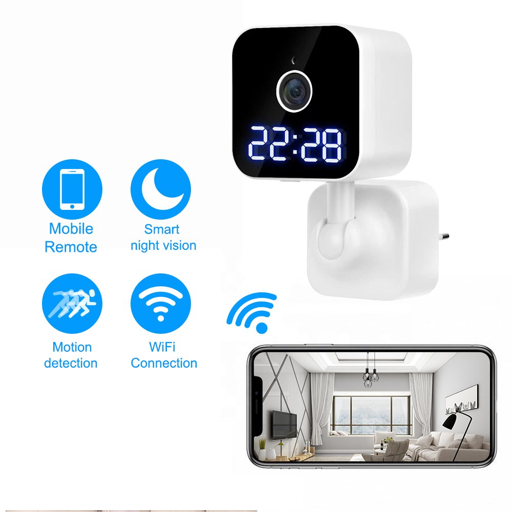 v380pro USB Plug Charger Camera Night Vision With Clock Time Indoor Pan Tilt Home Security Network WiFi Camera