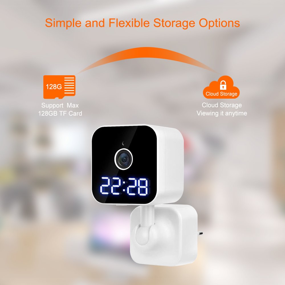 v380pro USB Plug Charger Camera Night Vision With Clock Time Indoor Pan Tilt Home Security Network WiFi Camera