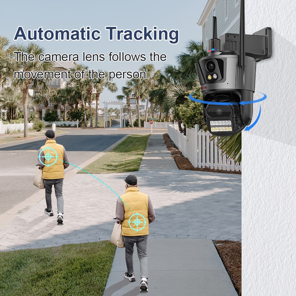 LS VISION 3 Screen 4K WiFi PTZ Camera Outdoor HD Security Camera CCTV Automatic Tracking iCSee App Remote Control
