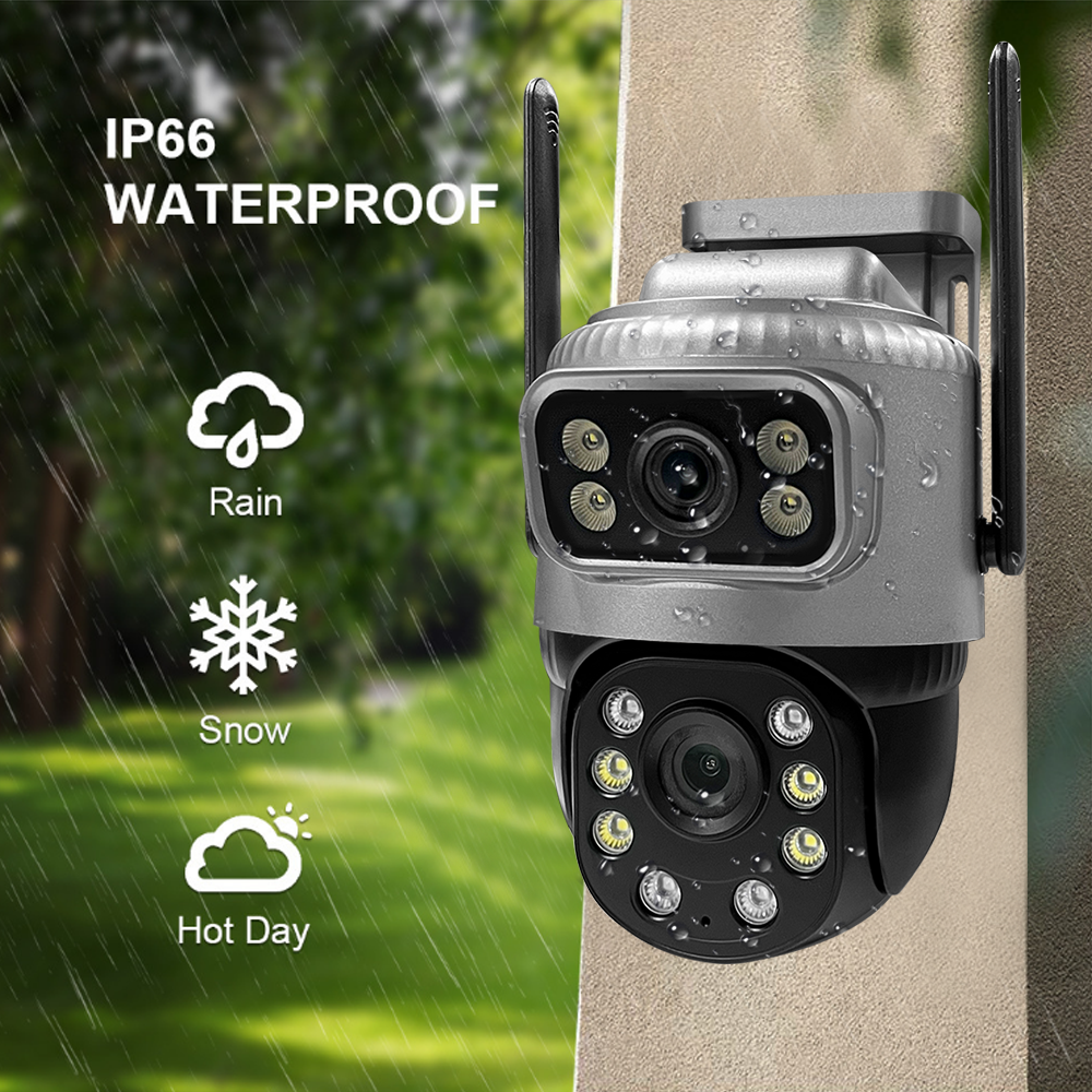 Factory Dual Screen Alarm Linkage 4MP CCTV Outdoor PTZ IP Surveillance Wireless Home Security WiFi Dual Lens Camera