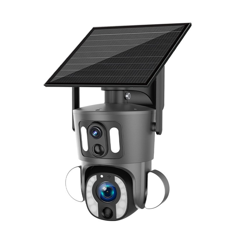 Hot Selling 4G Solar Dual Lens 5MP 10X Zoom Outdoor Security Camera 4G Solar PTZ Camera Indoor Network CCTV Alarm Linkage