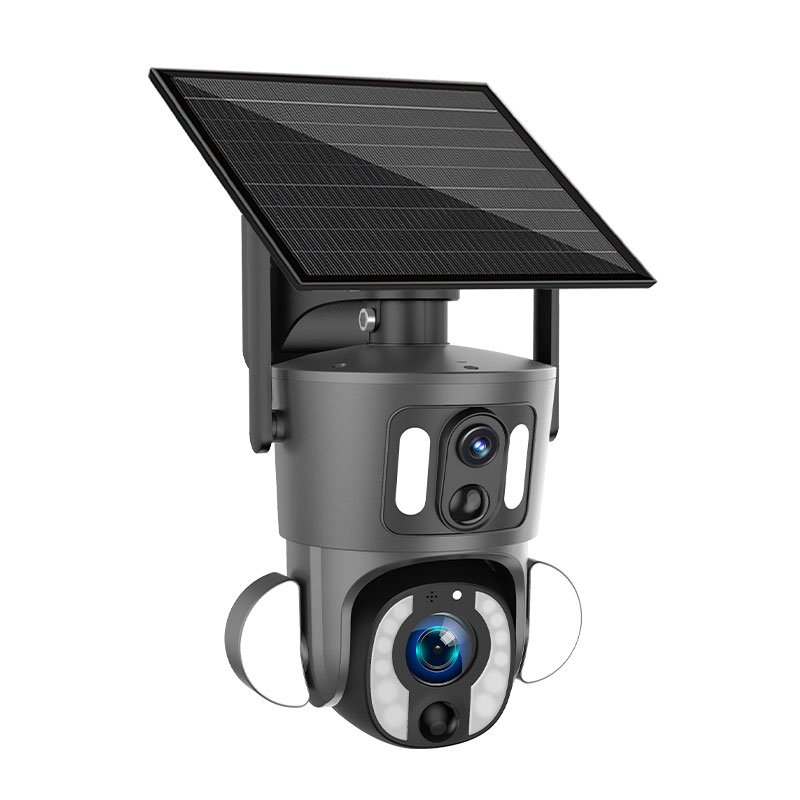 Hot Selling 4G Solar Dual Lens 5MP 10X Zoom Outdoor Security Camera 4G Solar PTZ Camera Indoor Network CCTV Alarm Linkage