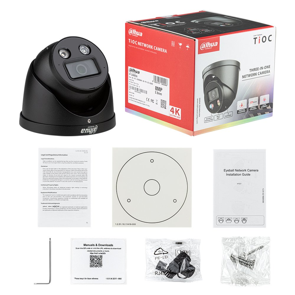 Dahua Stock 8MP IPC-HDW3849H-AS-PV Smart Dual Illumination Active Deterrence Fixed-focal Eyeball WizSense Network Camera