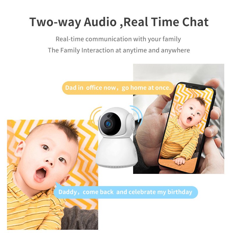 baby monitor 360 Degrees Pan Tilt Rotation Wifi IP Camera 2Mp 1080P Full HD LAN Port IR Night Vision interior