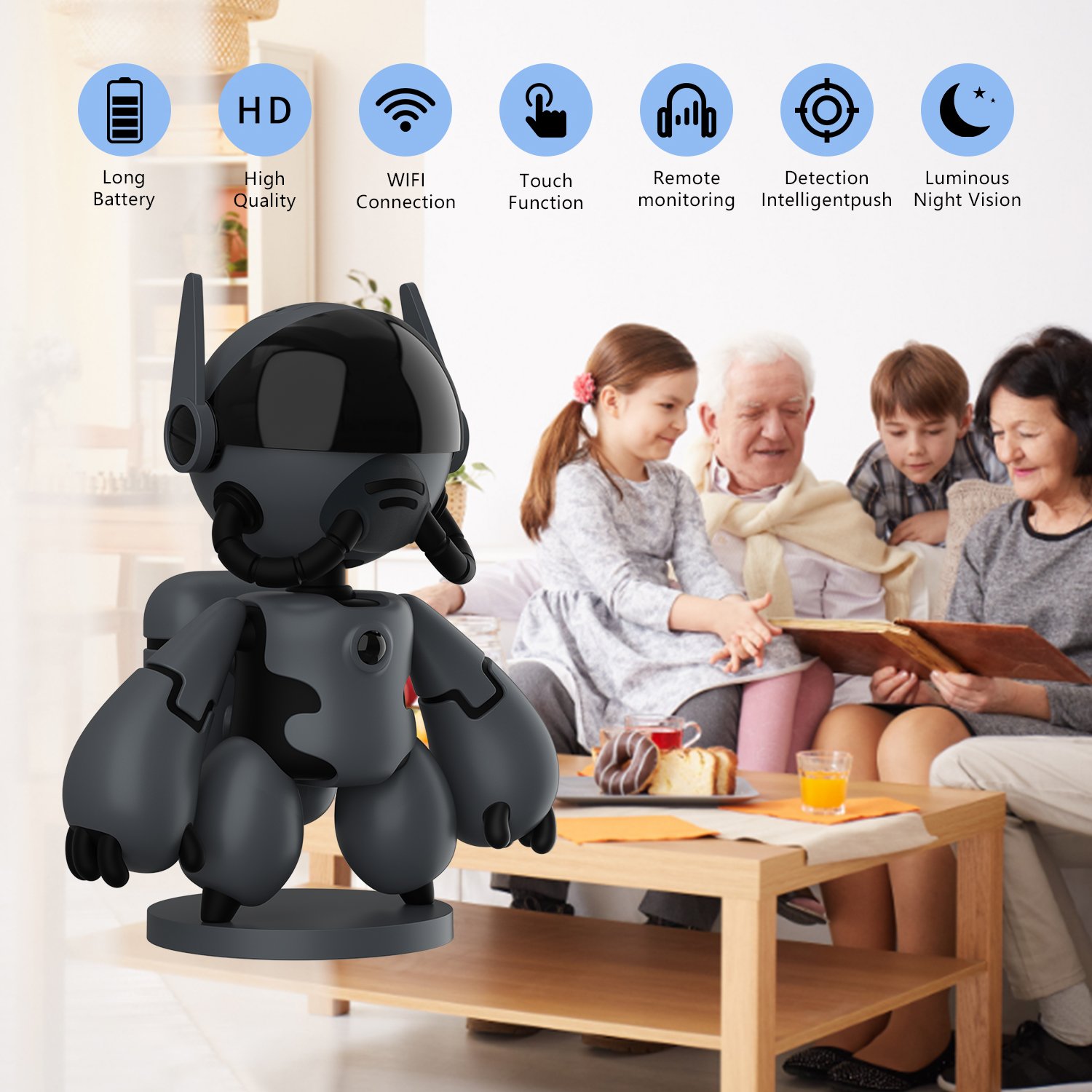 1080P AI-cam app Network video 2.4G wireless wifi Surveillance H264 wifi Camera IR night vision Robot cctv baby Camera