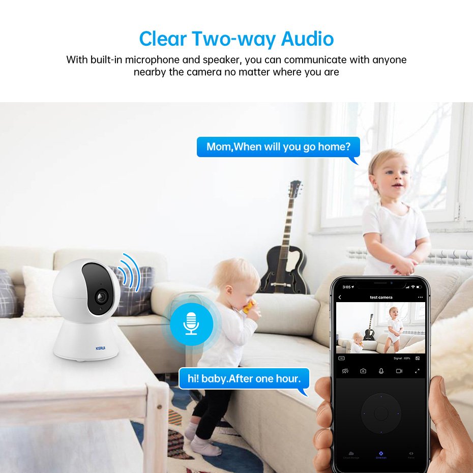 KERUI 8MP Tuya 4K Wifi Camera Home Security Wireless Wifi IP Smart Camera Motion Tracking Network Camera Indoor Surveillance