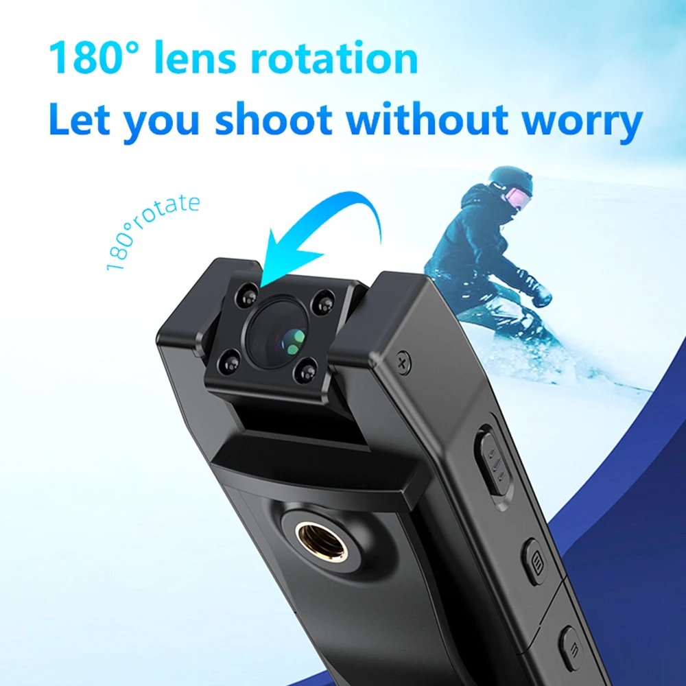 DV3 Full 1080P HD Mini Camera 1250mAh Camcorder Body Camcorder Small 180 Wide Angle Rotating Bike Camera Sports DV Car DVR Webc