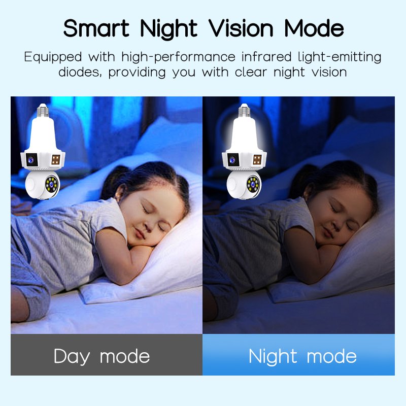 New dual wifi camera Bulb Camera 4mp mobile tracking Full Color Night vision 360 Light bulb camera
