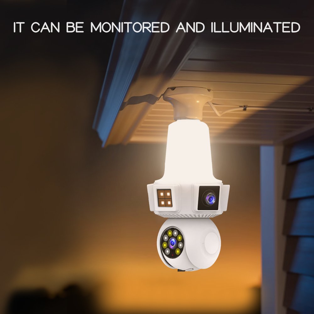 New dual wifi camera Bulb Camera 4mp mobile tracking Full Color Night vision 360 Light bulb camera