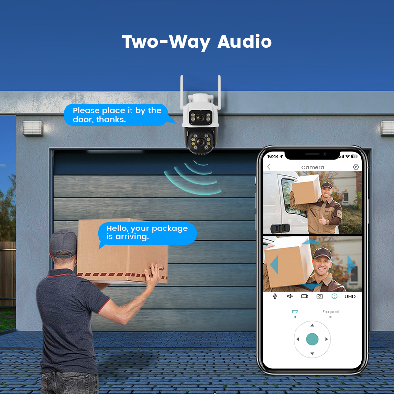 Outdoor dual-lens wireless IP security cctv ptz dome camera 6MP AI human detection linkage alarm ip wifi icsee ptz camera