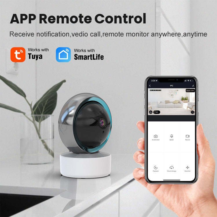 Glomarket Indoor Security 2mp Motion Detection Mini Camera Tuya Smart App Control PTZ Baby Monitor Camera Work With Google Alexa
