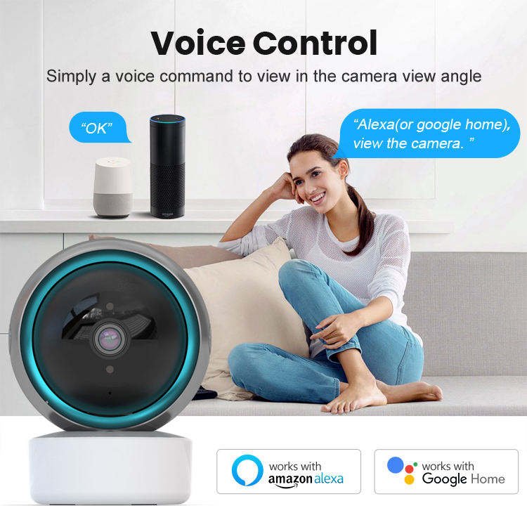 Glomarket Indoor Security 2mp Motion Detection Mini Camera Tuya Smart App Control PTZ Baby Monitor Camera Work With Google Alexa