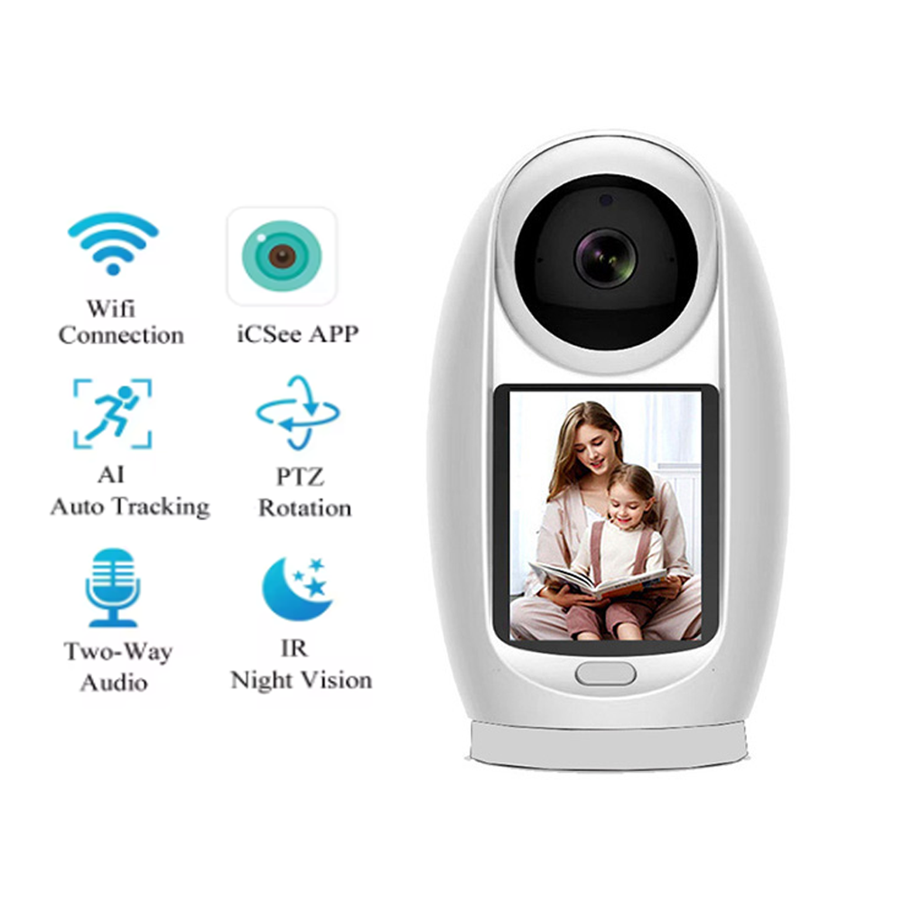 3MP Wifi Camera Two Way Wireless Ptz Network Auto Tracking Video Call Baby Monitor with Screen Indoor IP Camera