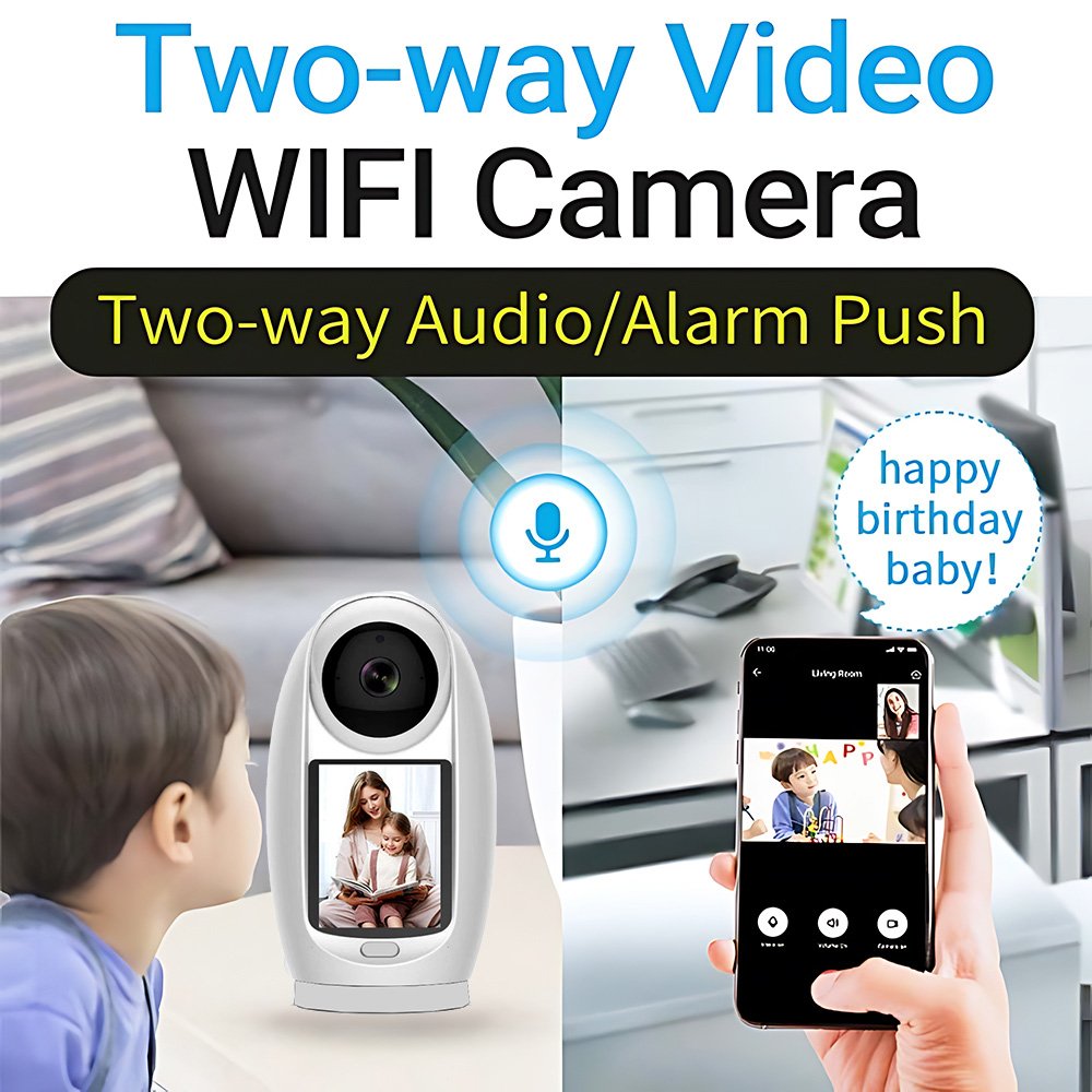 3MP Wifi Camera Two Way Wireless Ptz Network Auto Tracking Video Call Baby Monitor with Screen Indoor IP Camera